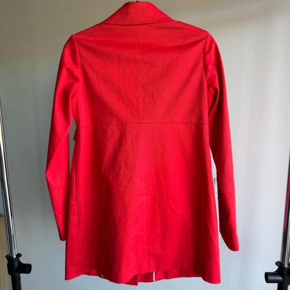 Club Monaco Vermillion Red Double Breasted Lightweight Cotton Trench Coat XS - Picture 2 of 7